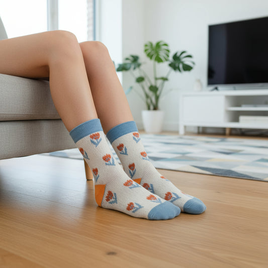 Flower Tulip Daisy Daisy Pattern Socks