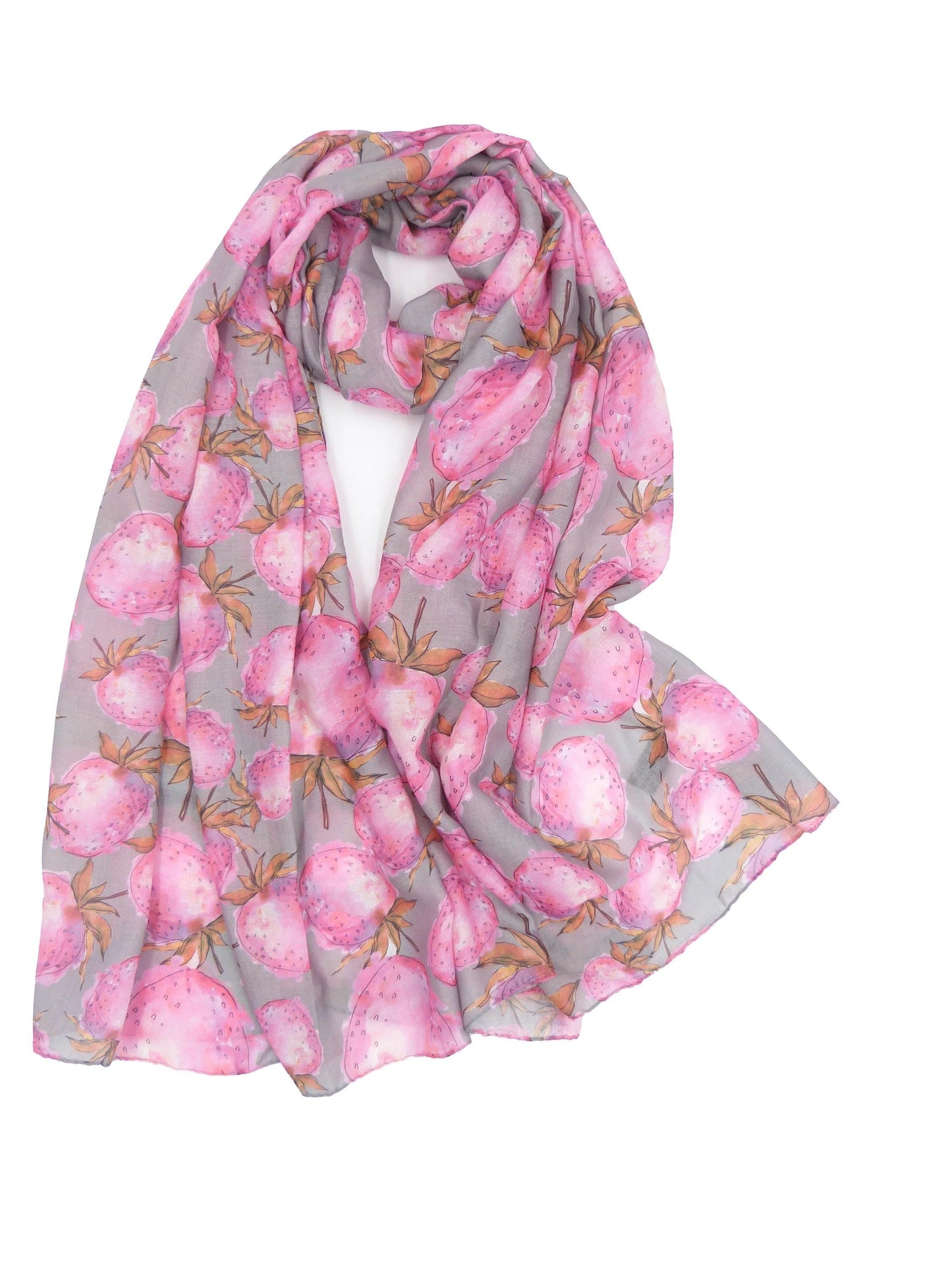 Lightweight Strawberry Print Scarf Comes with a gift bag