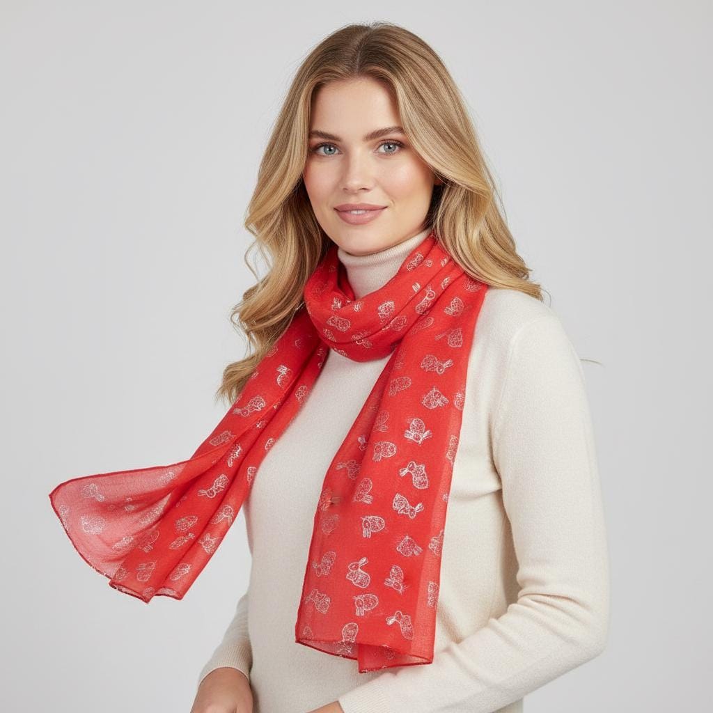 Glitter Bunny Rabbit print scarf for women Comes with a gift bag