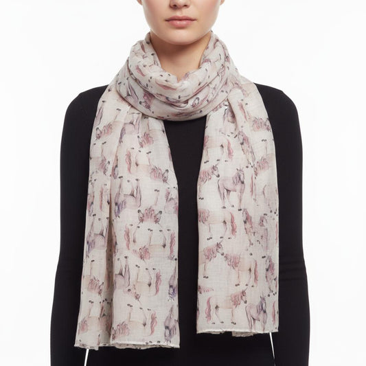 Unicorn Print Scarf: Lightweight Cotton Blend Fashion Wrap Comes with a gift bag