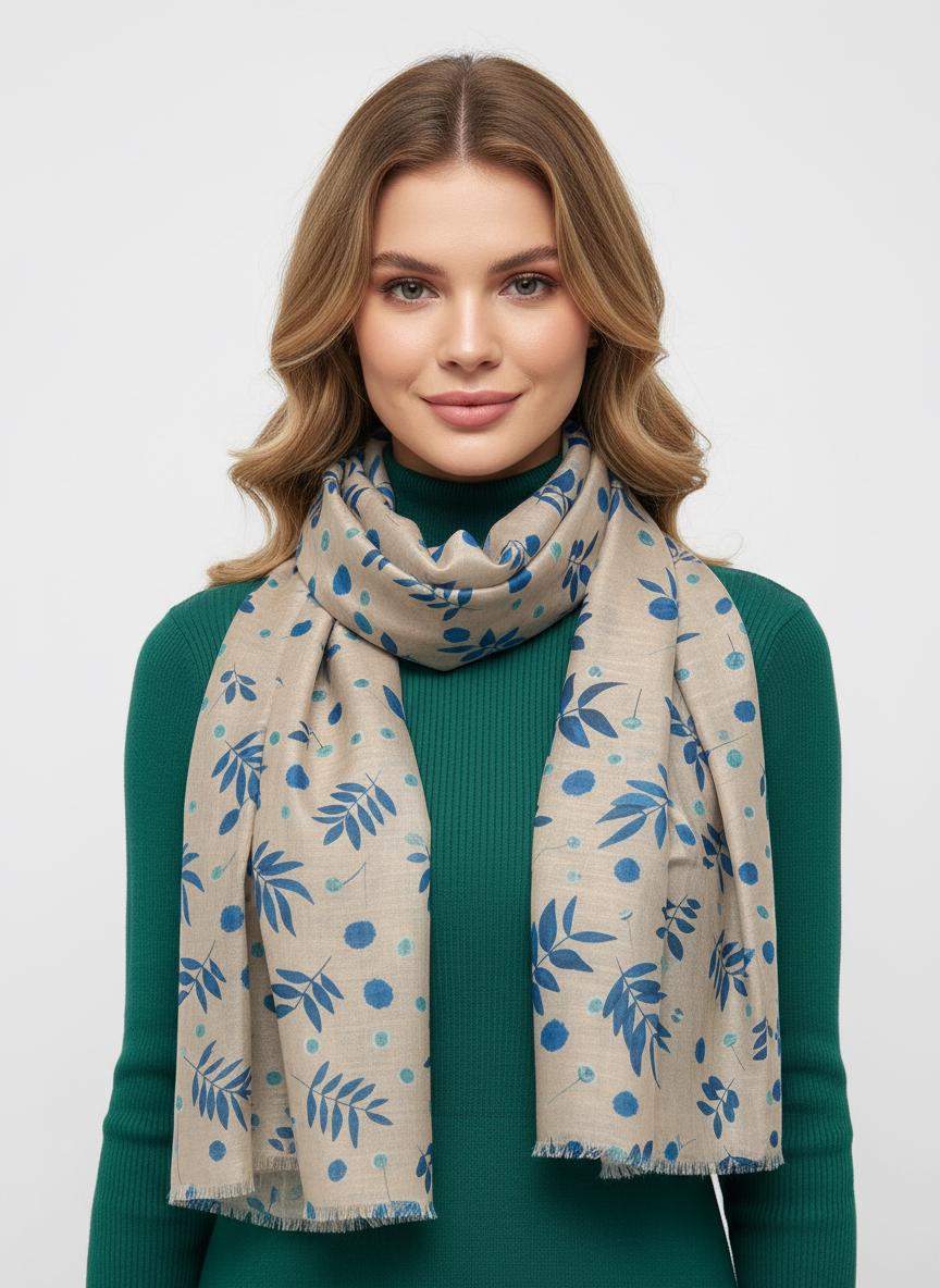 Mountain Ash Print Scarf: Lightweight Cotton Blend Comes with a gift bag