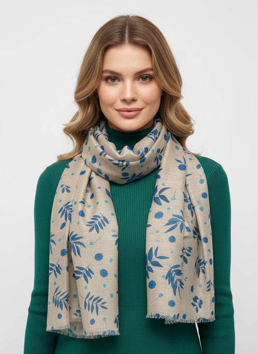 Mountain Ash Print Scarf: Lightweight Cotton Blend Comes with a gift bag