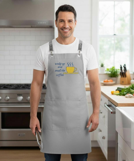 Embroidered Personalized Chef Apron: Cotton Blend, Adjustable Fit (Navy)