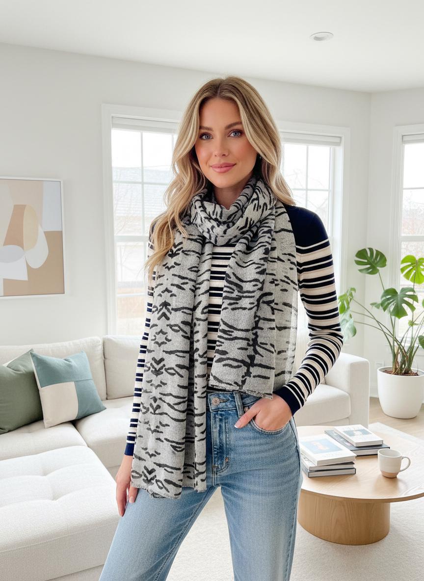Zebra Strips Print Shawl Wrap Scarf All Seasons Scarves Comes with a gift bag