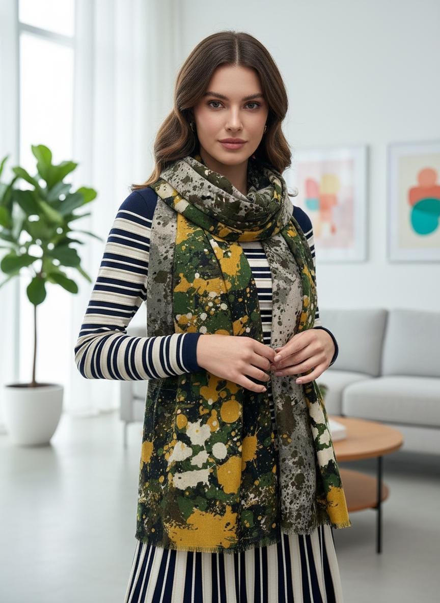 Graffiti Splash Dots Print Scarf Comes with a gift bag