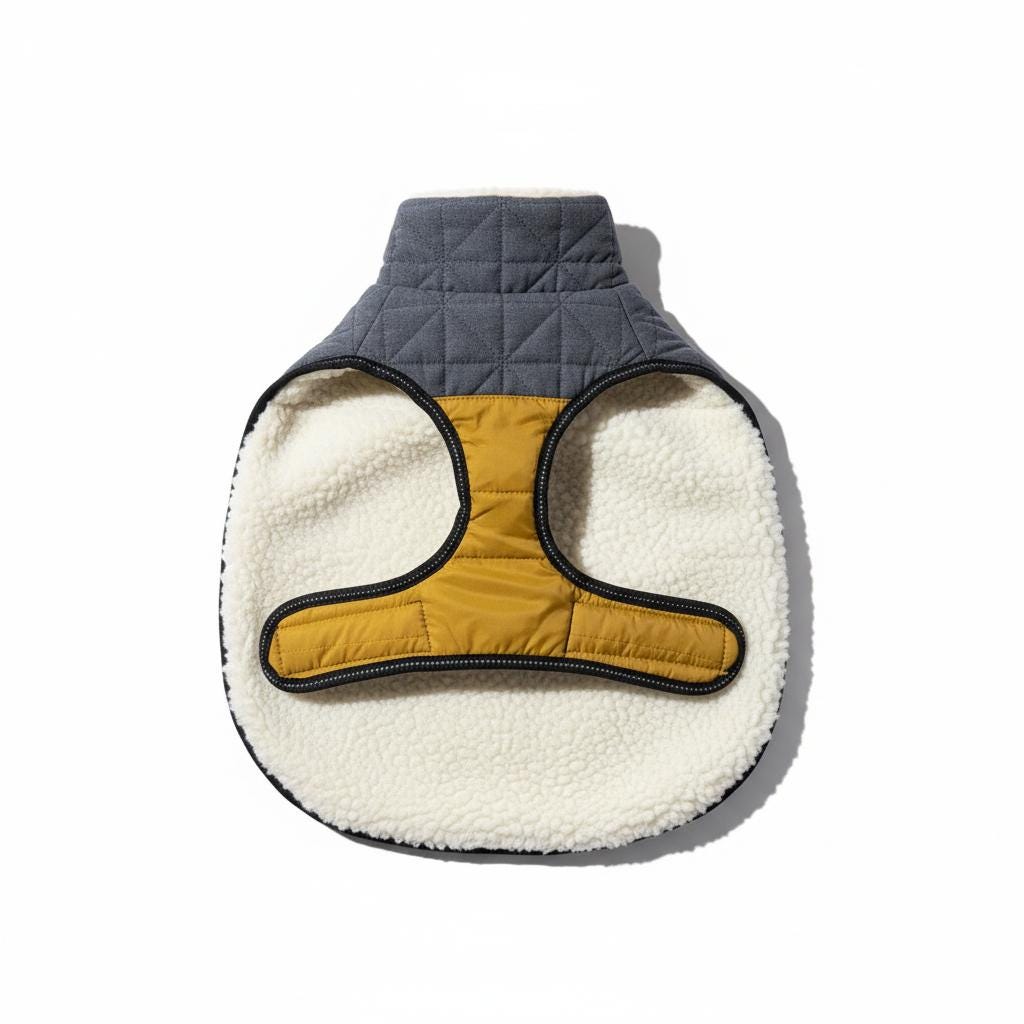 Quilted Fleece-Lined Dog Jacket with Press-Stud Collar and Velcro Fastening
