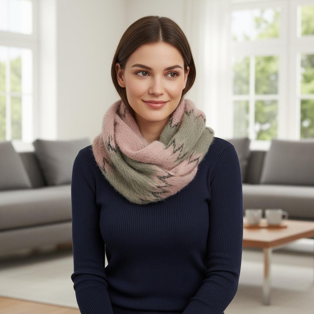 Knitted Zigzag Snood Infinity Scarf For Winter Comes with a gift bag presentation