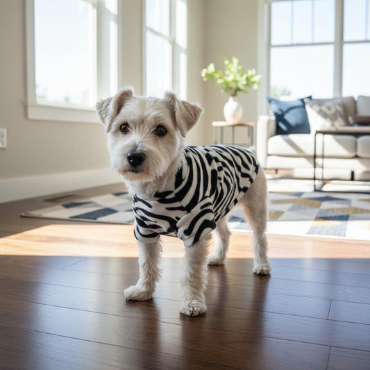 Zebra Print Fleece Dog Coat | Soft Warm Pet Sweater Vest | Cozy Puppy Jacket