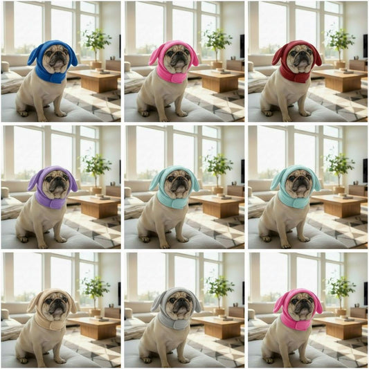 Solid Fleece Dog Snood Hat with Velcro Closure – Cozy Ear-Covering Winter Hood for Small Dogs – Available in 7 Colors