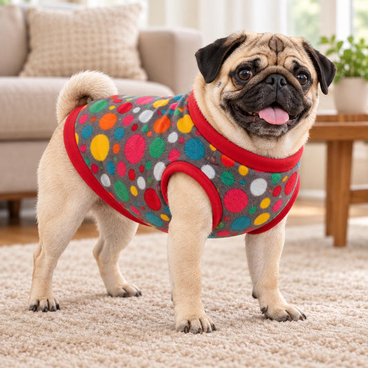 Fleece Dog Vest Designed for Pugs, Frenchie, Bulldogs Sleeveless Pullover for similar compact, deep-chested breeds. | Warm Dog Jumper