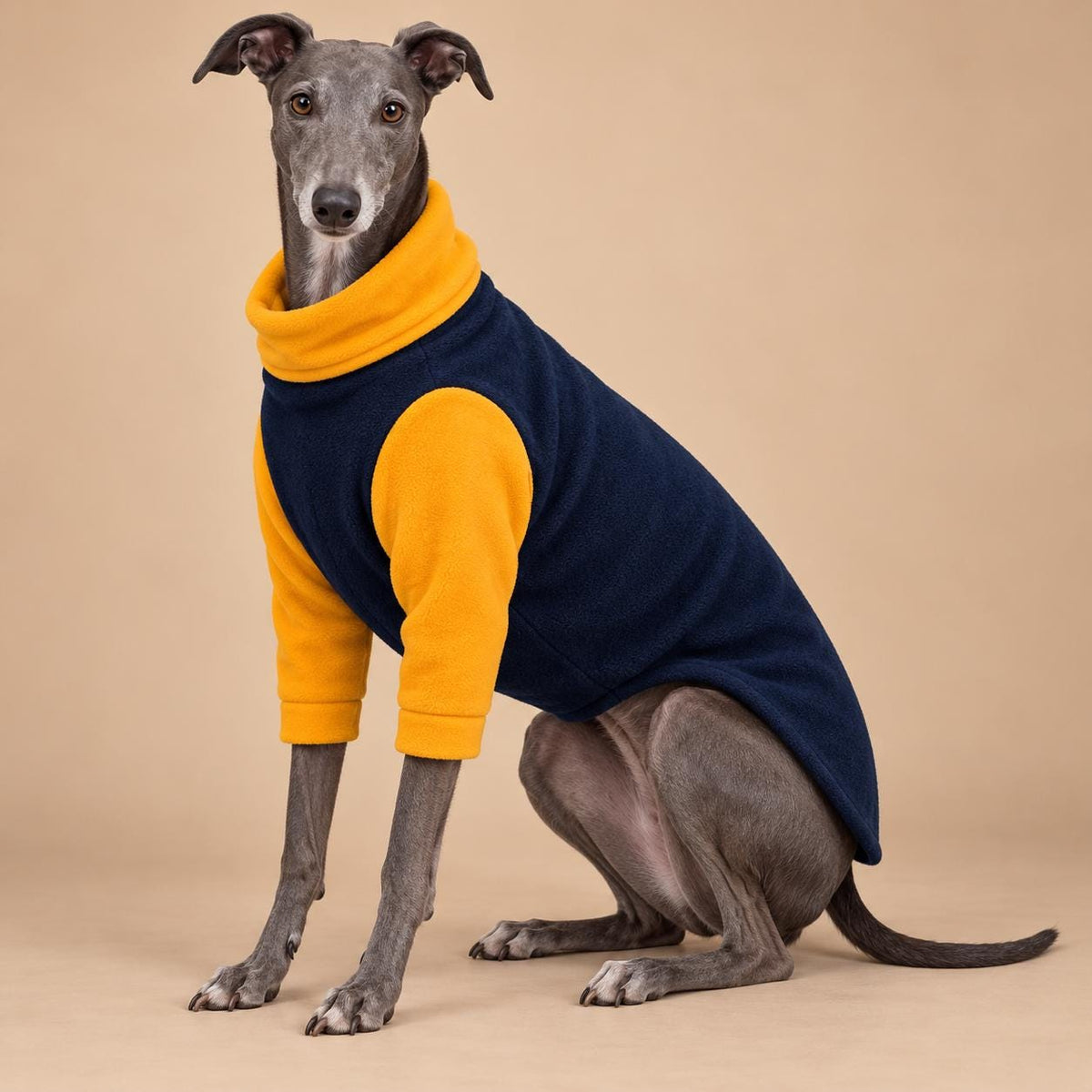 English Greyhound Fleece Jumper, Turtle Neck Dog Pyjamas, Greyhound Winter Top, Soft Fleece Greyhound Clothes