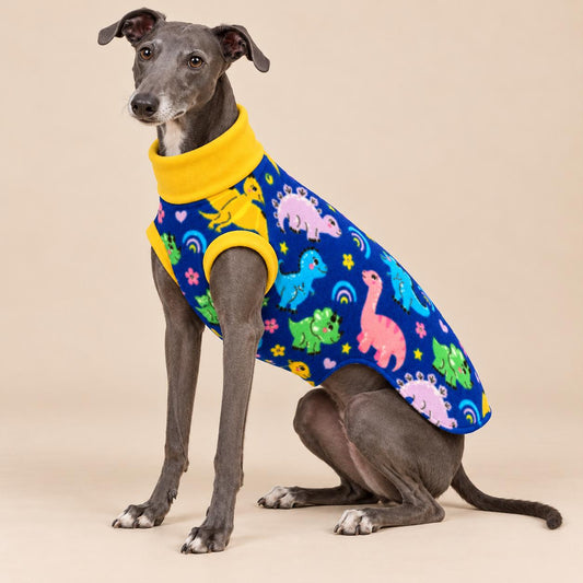 English Greyhound Fleece Jumper, Turtle Neck Dog Pyjamas, Greyhound Winter Top, Soft Fleece Greyhound Clothes