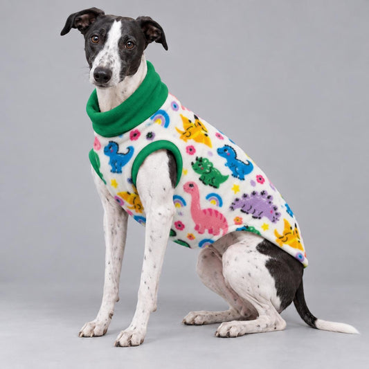 Whippet Fleece Jumper, Sleeveless Dog Coat with Turtle Neck, Two Tone Anti Pill Fleece, Handmade Dog Clothing