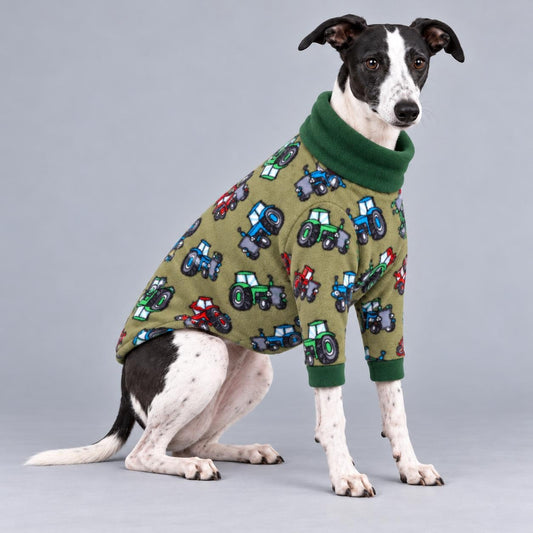 Whippet Fleece Jumper with Sleeves, Turtle Neck Dog Coat, Warm Winter Pyjamas for Sighthounds Greyhound Clothes