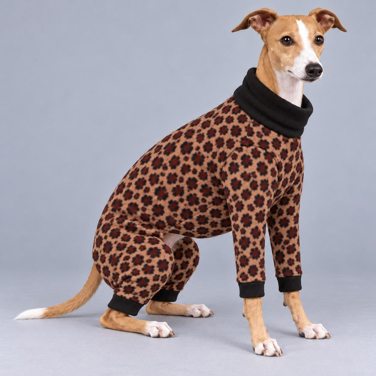 Italian Greyhound Fleece Onesie, Four-Leg Dog Pyjamas with Roll Neck, Warm Iggy Winter Clothes, Handmade Sighthound Jumper