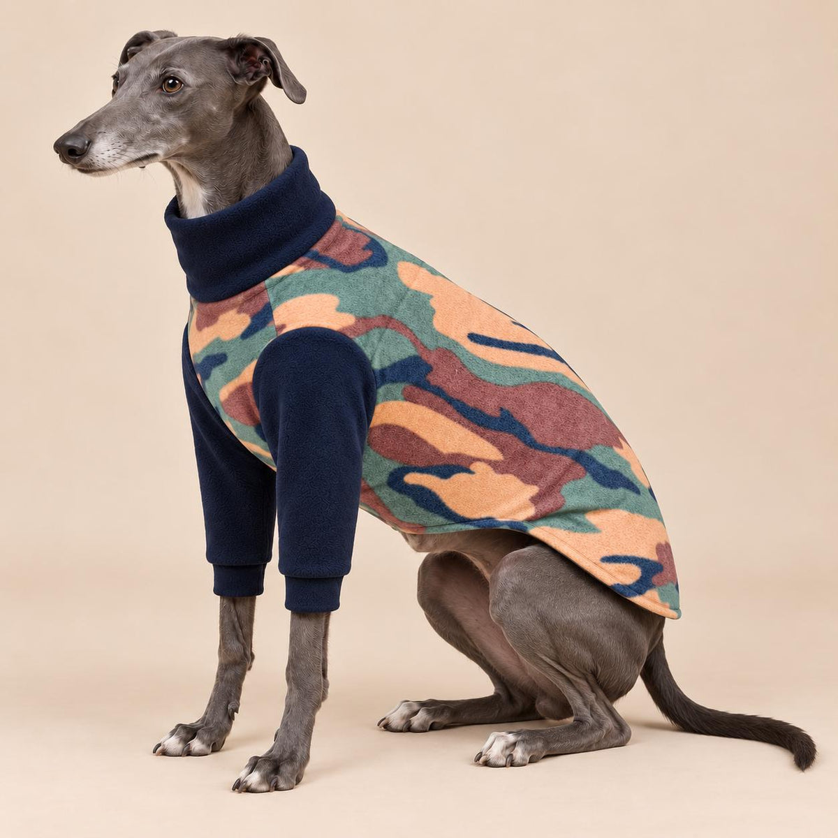 English Greyhound Fleece Jumper, Turtle Neck Dog Pyjamas, Greyhound Winter Top, Soft Fleece Greyhound Clothes