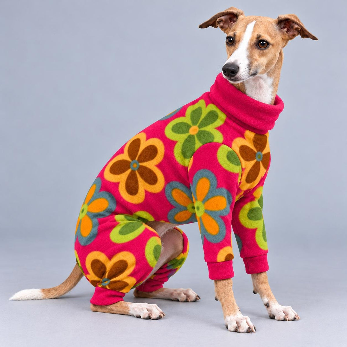 Italian Greyhound Fleece Onesie, Four-Leg Dog Pyjamas with Roll Neck, Warm Iggy Winter Clothes, Handmade Sighthound Jumper