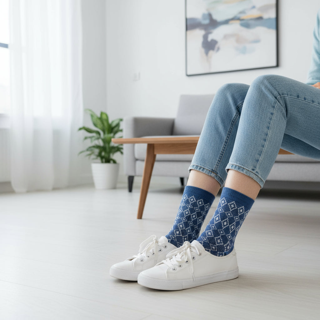 Blue Diamond Pattern  Seamless Socks