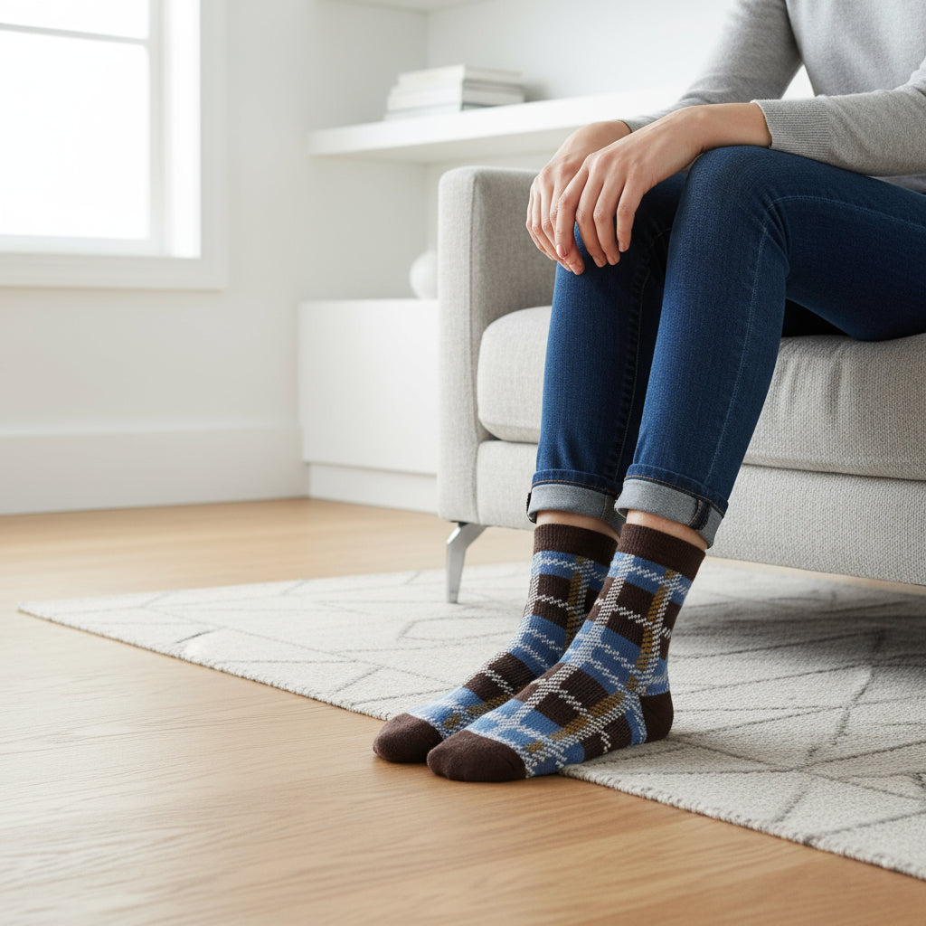 Square Tartan Style  Pattern  Seamless Socks