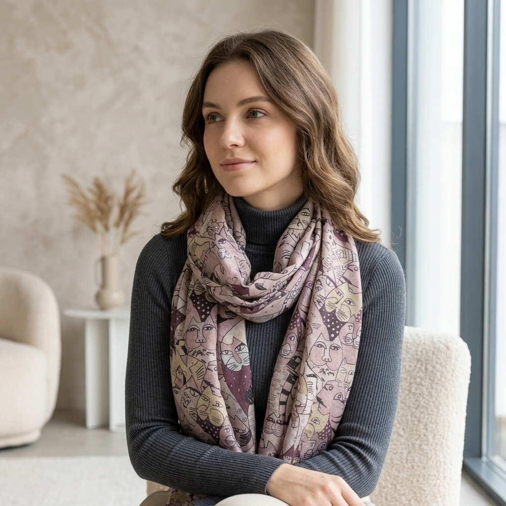 Cat Print Scarf All Seasons Scarves Shawl Comes with a gift bag