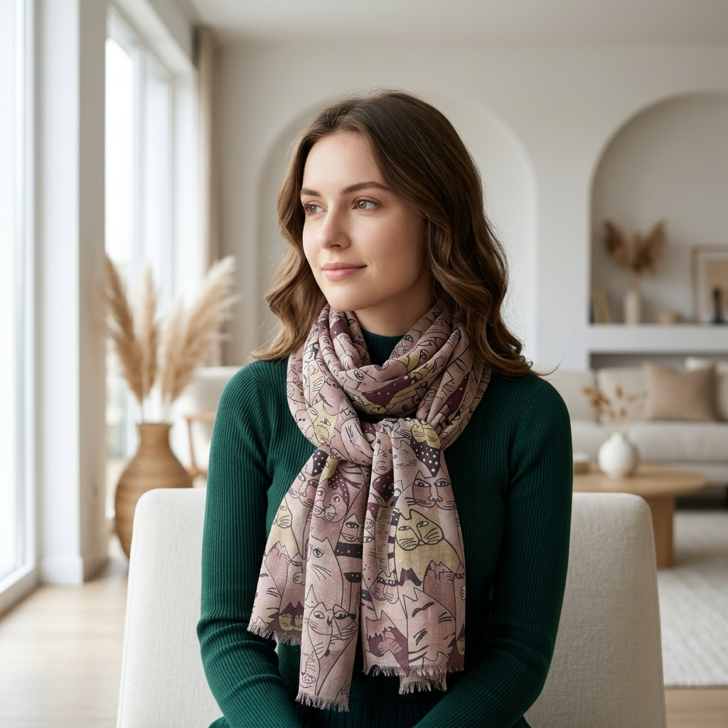 Cat Print Scarf All Seasons Scarves Shawl Comes with a gift bag