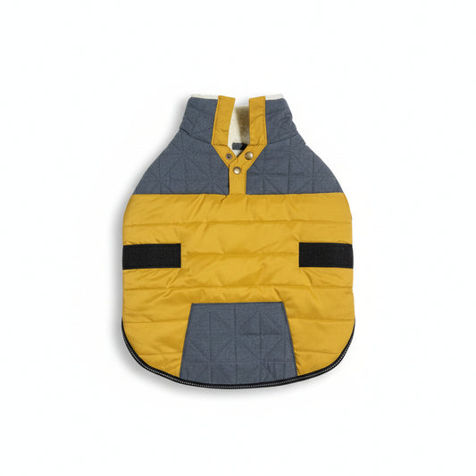 Quilted Fleece-Lined Dog Jacket with Press-Stud Collar and Velcro Fastening