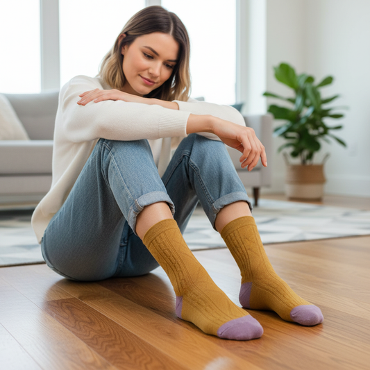 Aran Pattern Plain Seamless Socks