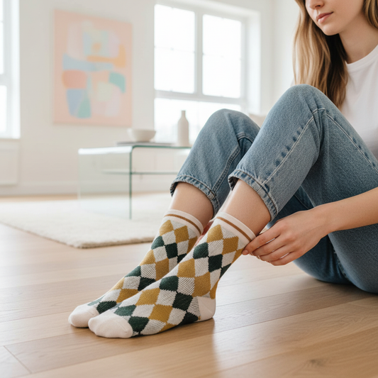 Argyle Diamond Pattern  Seamless Socks