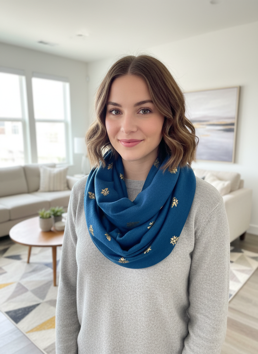 Lightweight Glitter Foil Bee Snood Infinity Scarf Comes with a gift bag