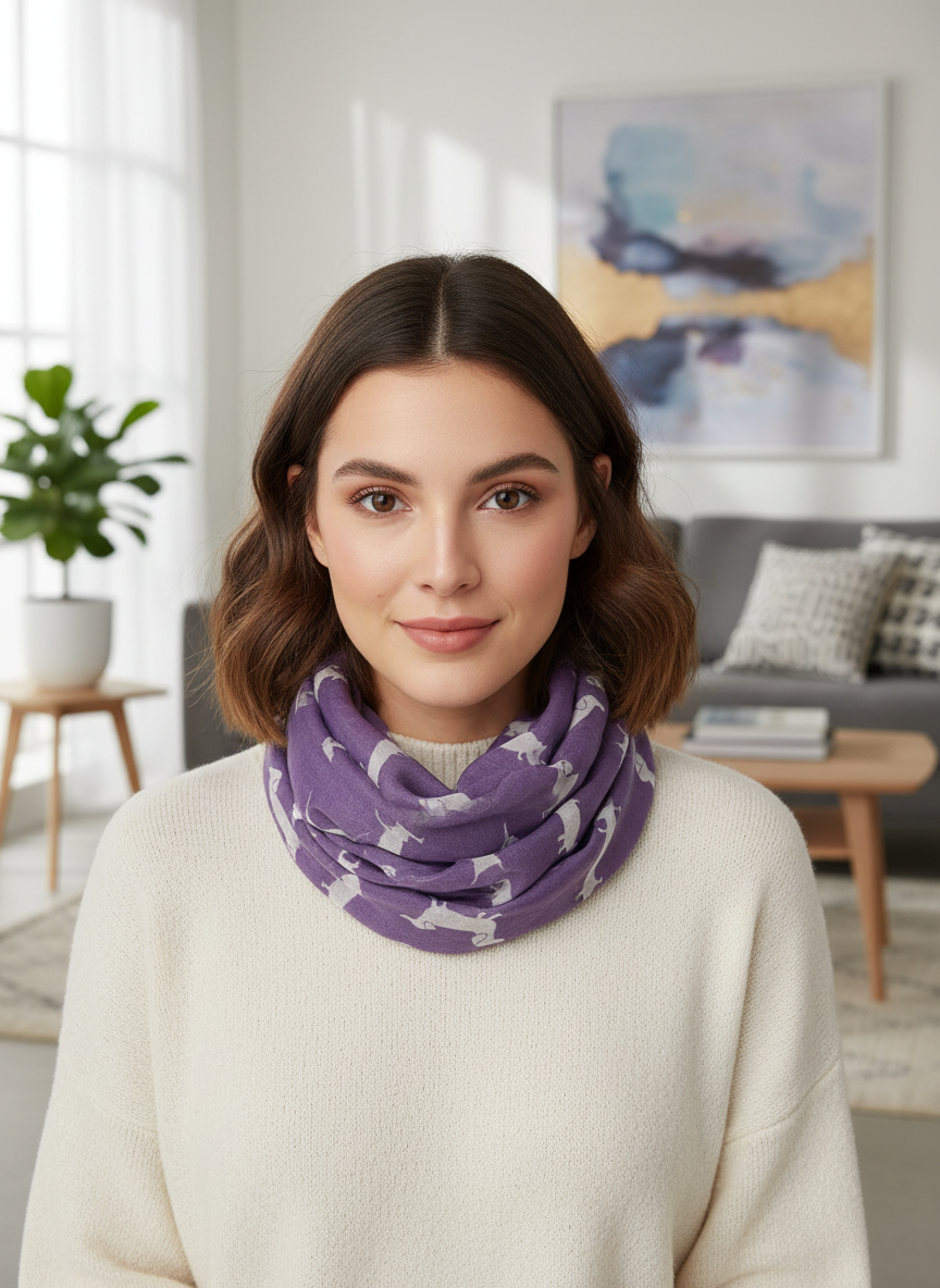 Dachshund Sausage Dog Infinity Scarf | Dachshund Print Light Weight Snood | Dog Lover Gift