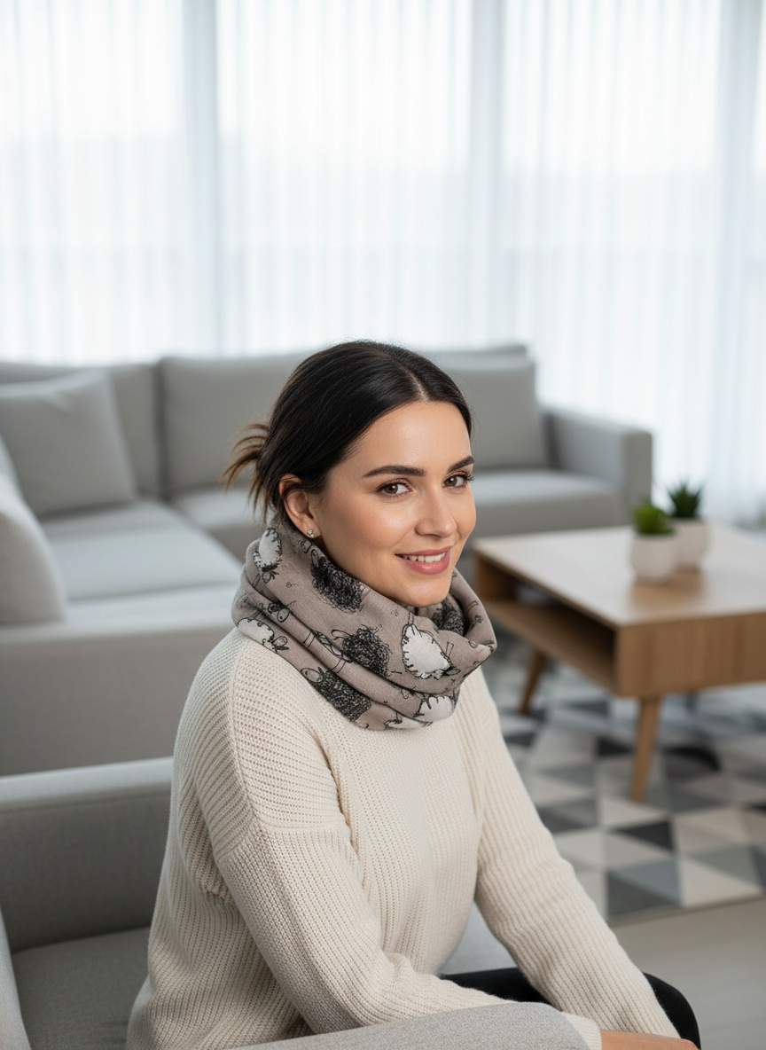 Sheep Print Infinity Scarf | Lightweight Snood | Available in Multiple Colours | Farm Animal Scarf | Sheep Lover Gift