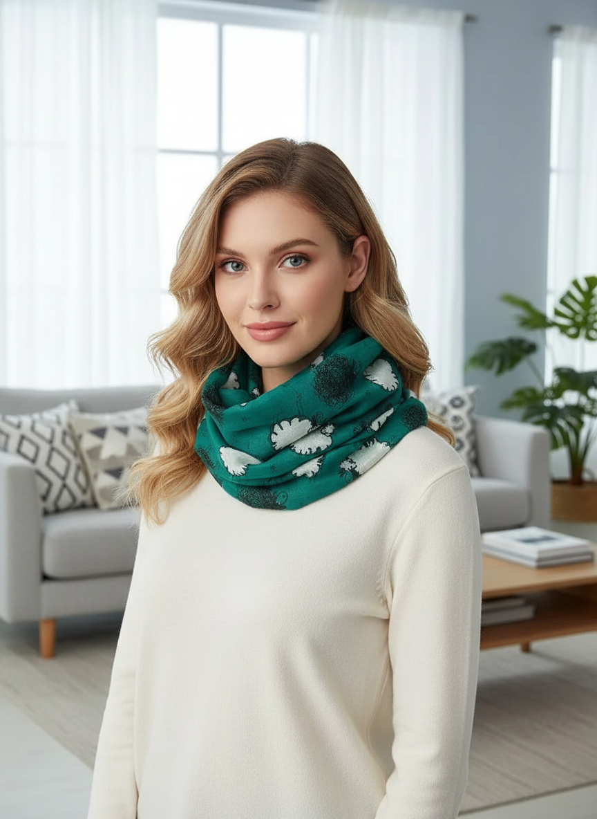 Sheep Print Infinity Scarf | Lightweight Snood | Available in Multiple Colours | Farm Animal Scarf | Sheep Lover Gift