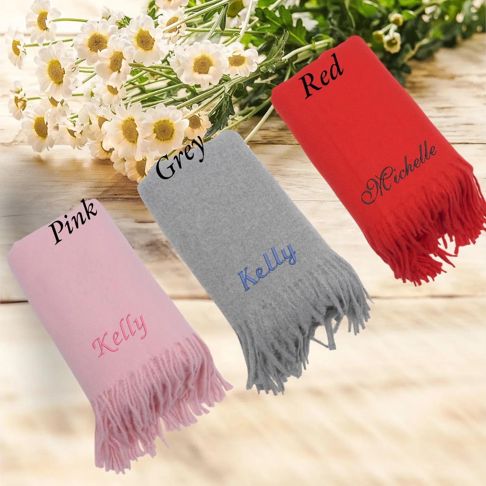 Personalised Embroidered Scarf Wrap Pashmina, Gifts For Her, Teacher Gifts Comes with a gift bag