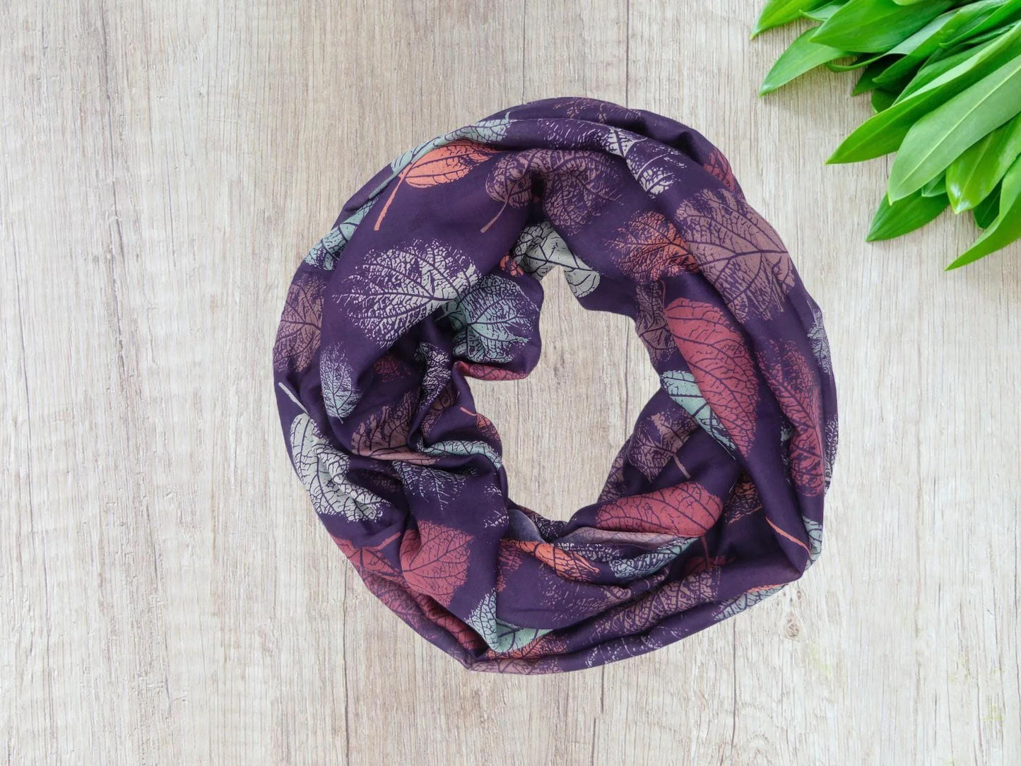 Lightweight Tree Leaf Leaves Print Snood Infinity Scarf Comes with a gift bag