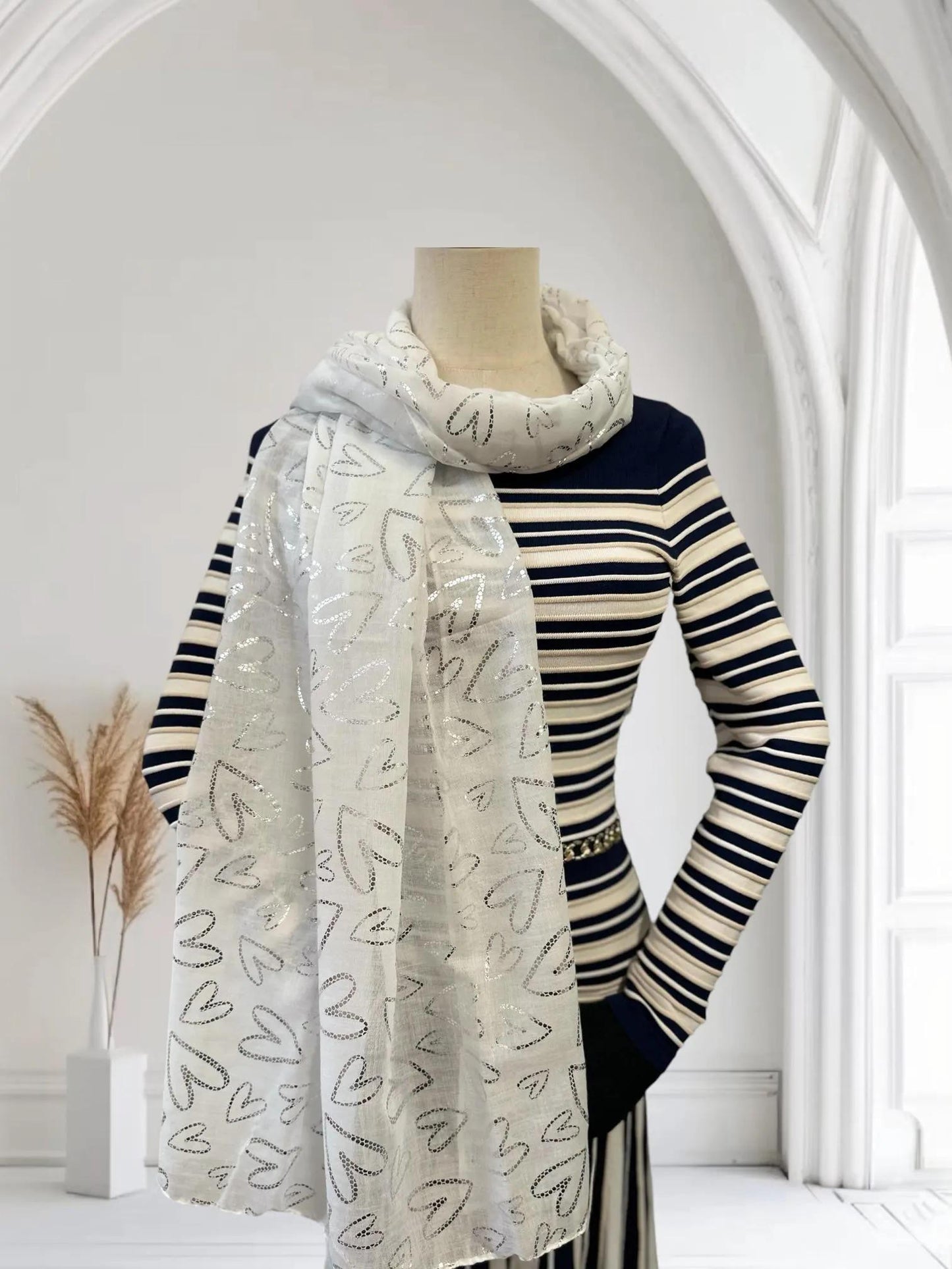 Glitter Foil Love Heart Print Scarves Scarf Comes with a gift bag