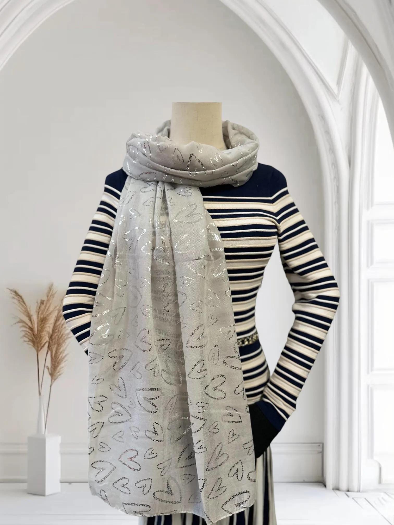 Glitter Foil Love Heart Print Scarves Scarf Comes with a gift bag