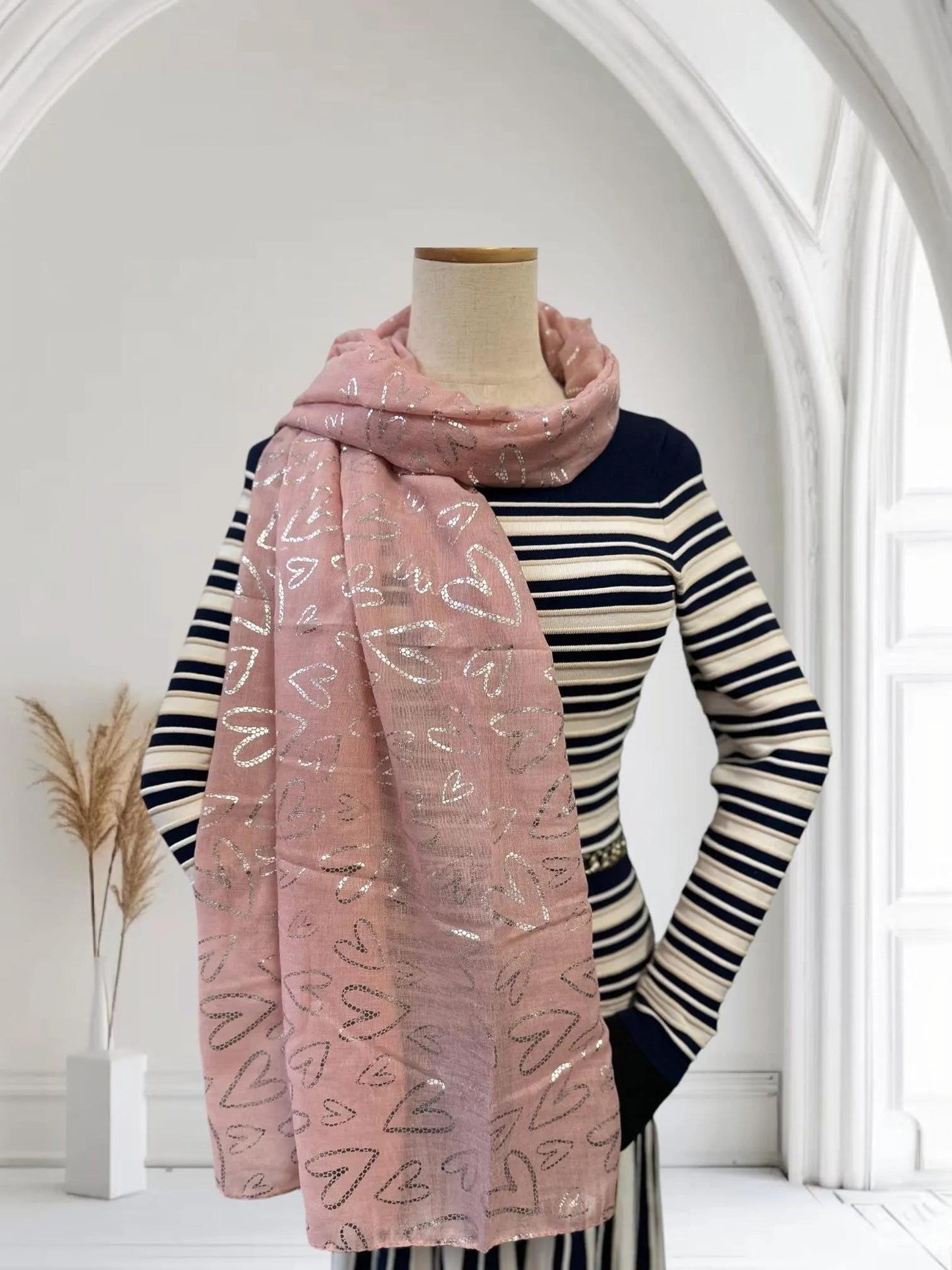 Glitter Foil Love Heart Print Scarves Scarf Comes with a gift bag