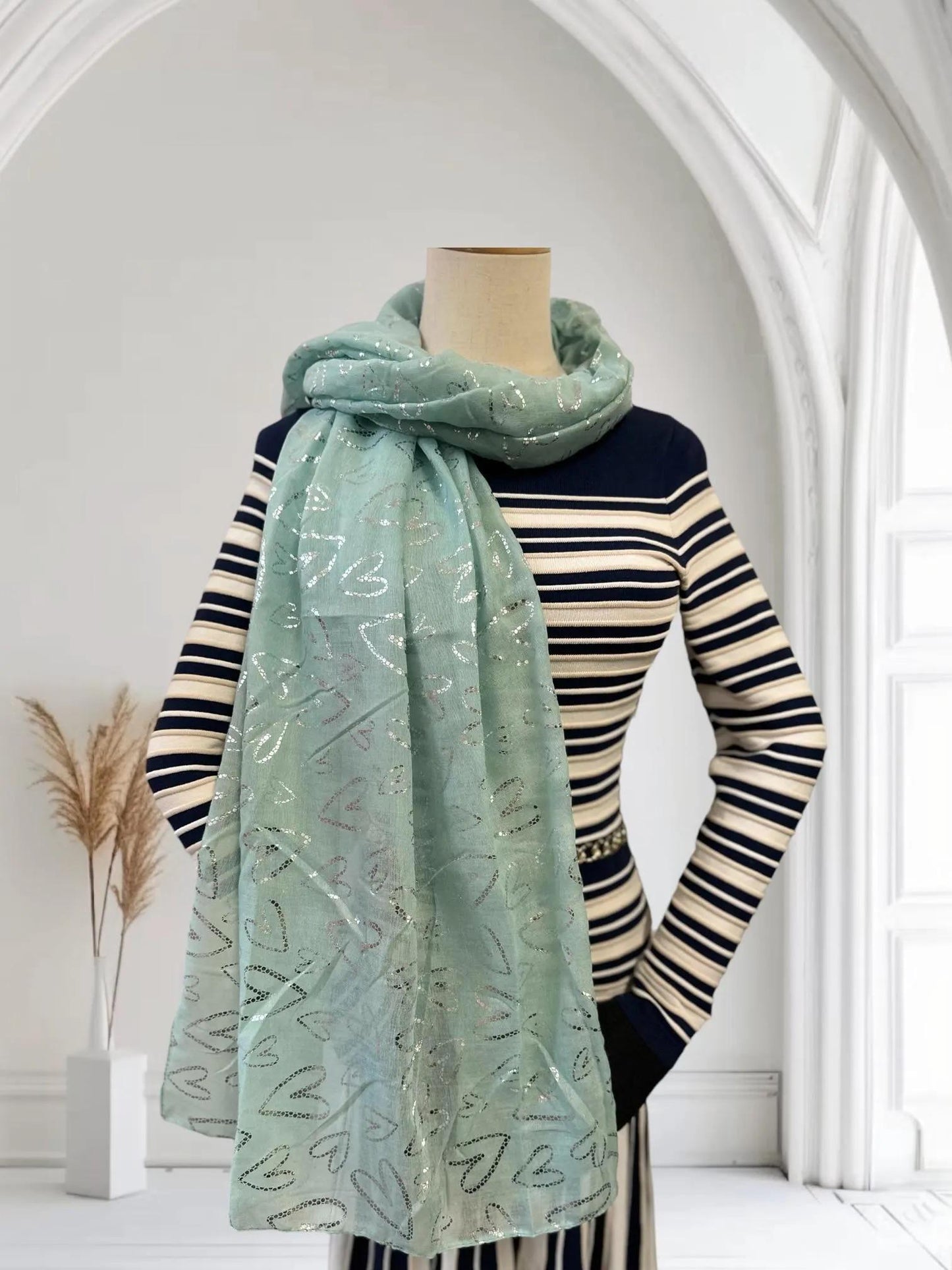 Glitter Foil Love Heart Print Scarves Scarf Comes with a gift bag