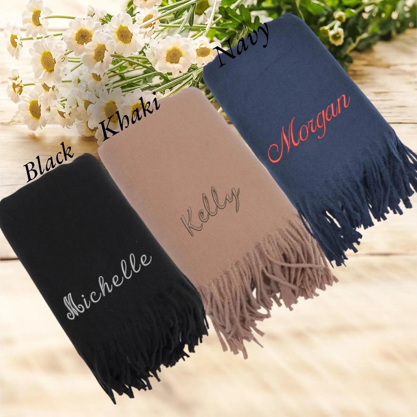 Personalised Embroidered Scarf Wrap Pashmina, Gifts For Her, Teacher Gifts Comes with a gift bag