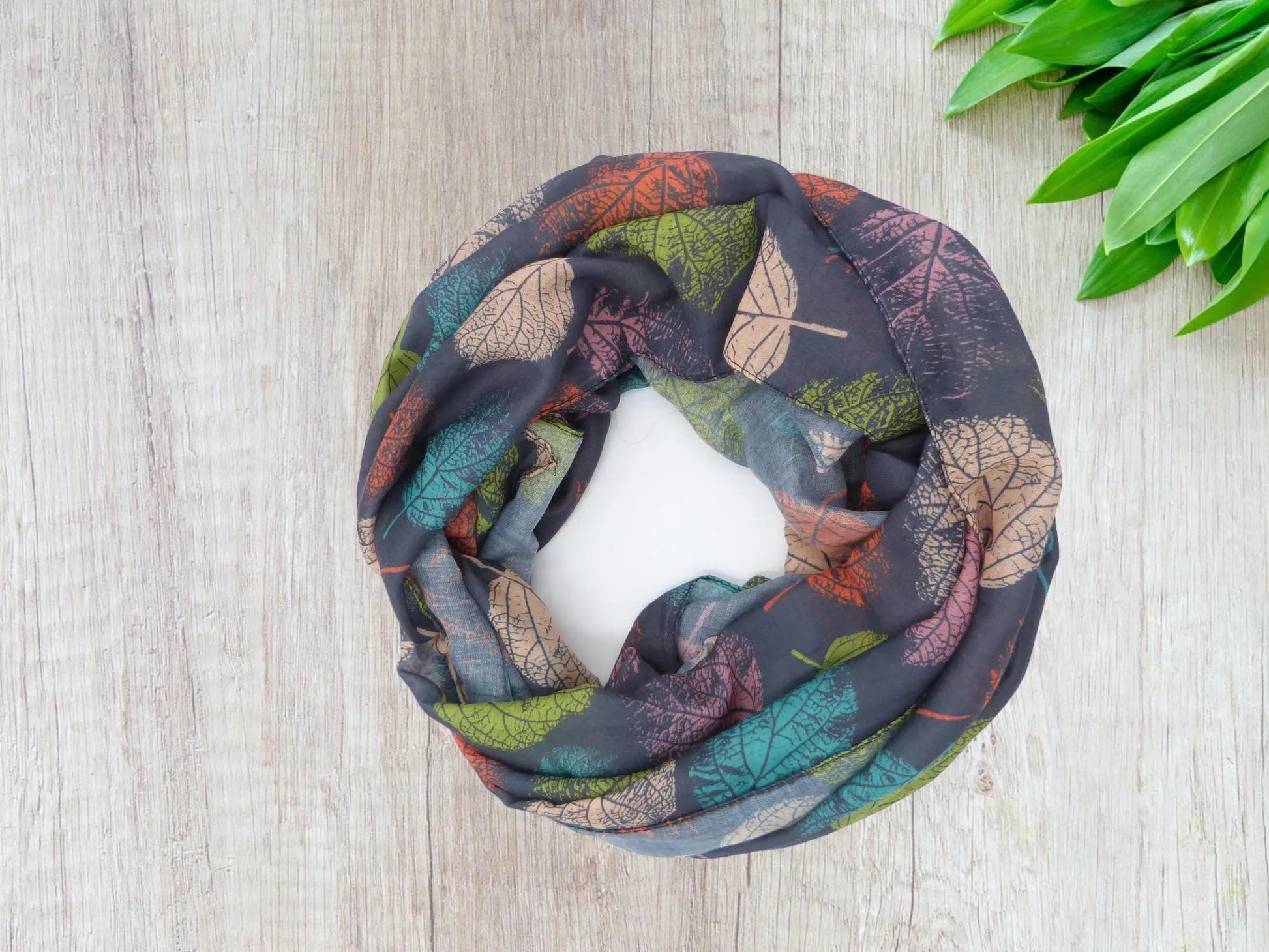 Lightweight Tree Leaf Leaves Print Snood Infinity Scarf Comes with a gift bag