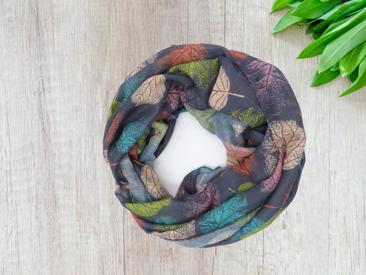 Lightweight Tree Leaf Leaves Print Snood Infinity Scarf Comes with a gift bag