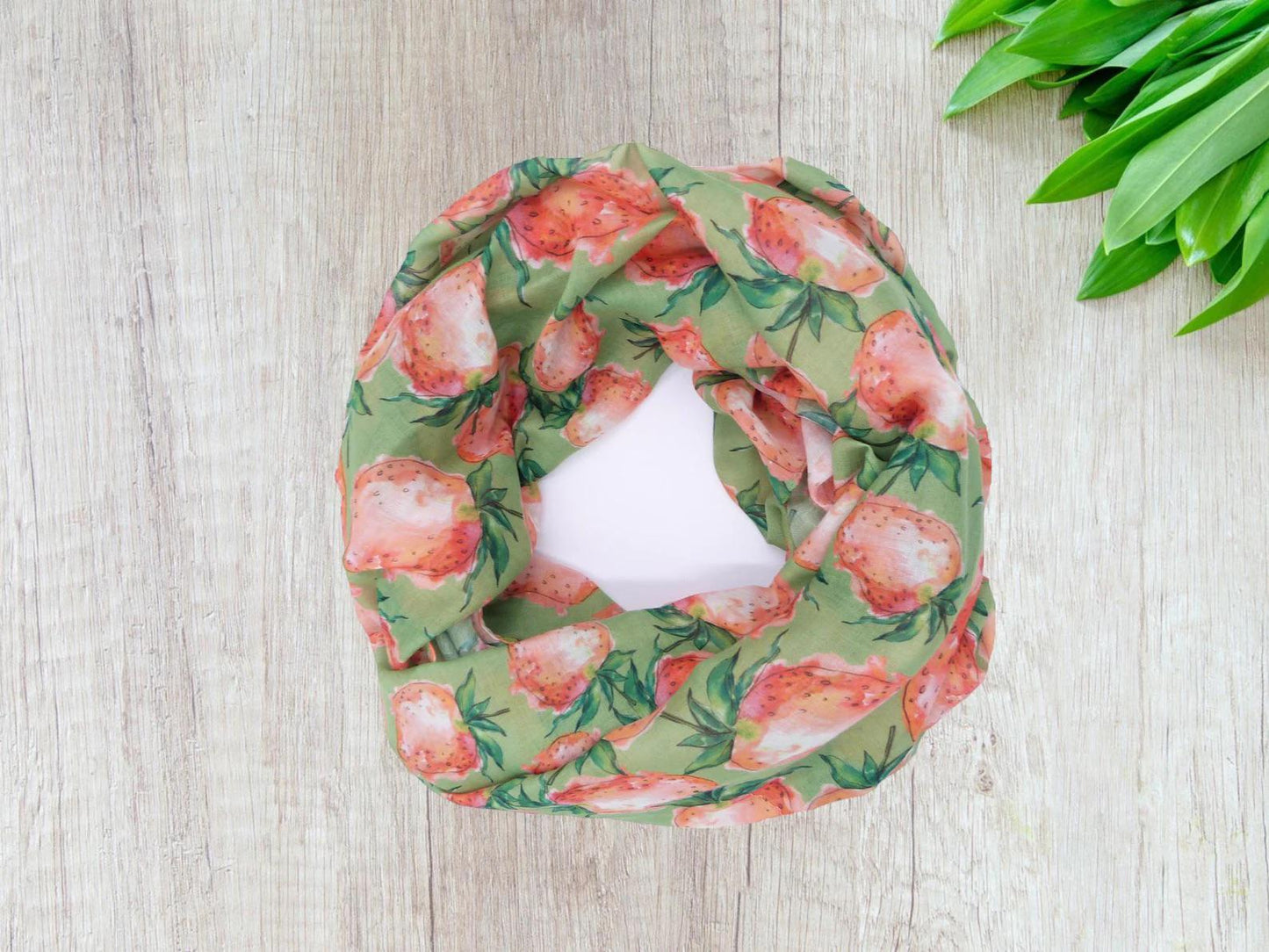Lightweight Strawberry Print Snood Infinity Scarf Comes with a gift bag