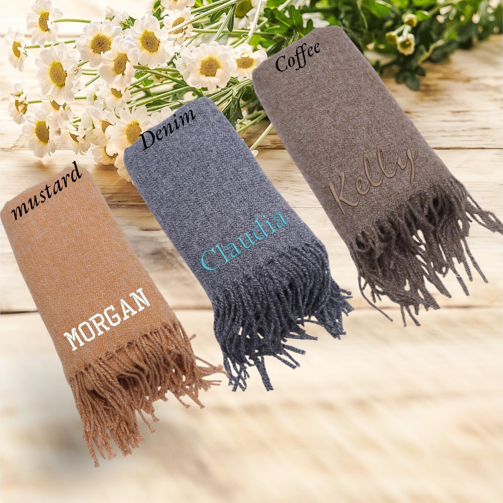Personalised Embroidered Scarf Wrap Pashmina, Gifts For Her, Teacher Gifts Comes with a gift bag