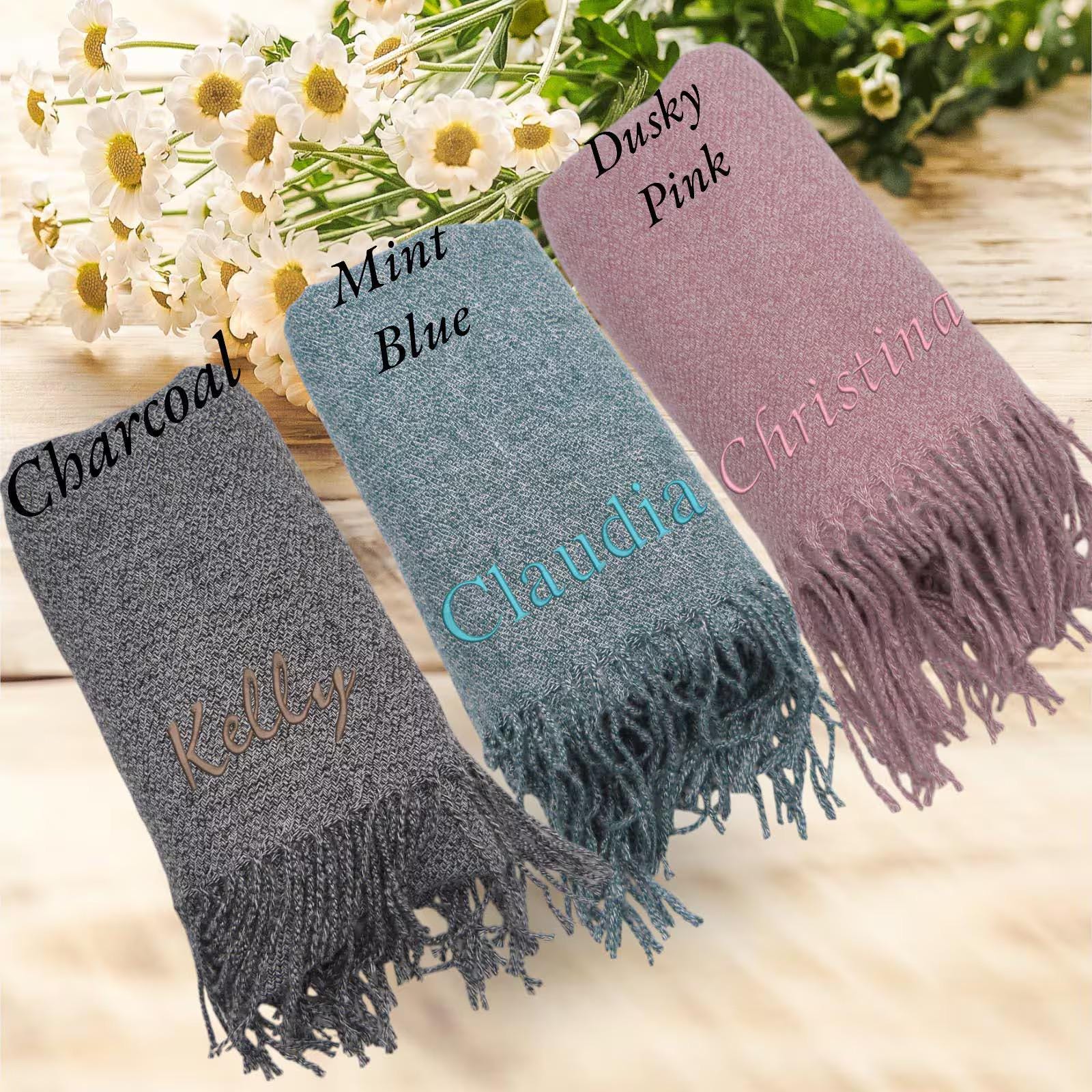 Personalised Embroidered Scarf Wrap Pashmina, Gifts For Her, Teacher Gifts Comes with a gift bag