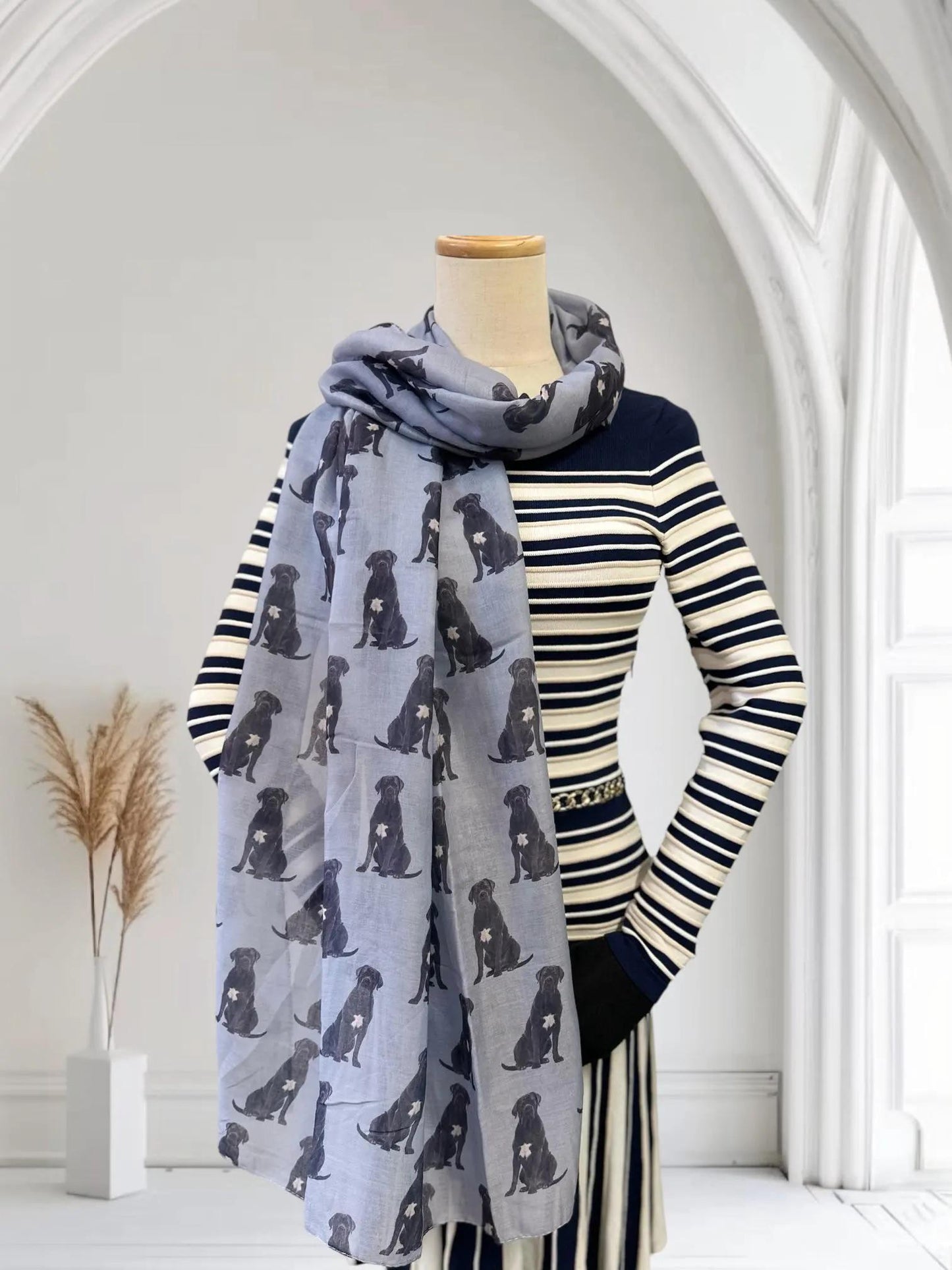 Cane Corso Dog Print Scarf: Lightweight Cotton Blend Comes with a gift bag