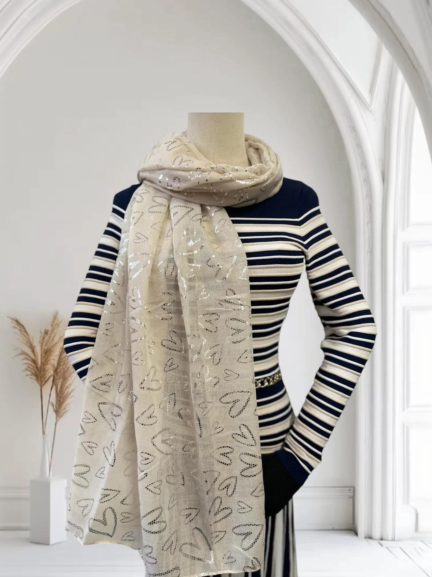 Glitter Foil Love Heart Print Scarves Scarf Comes with a gift bag