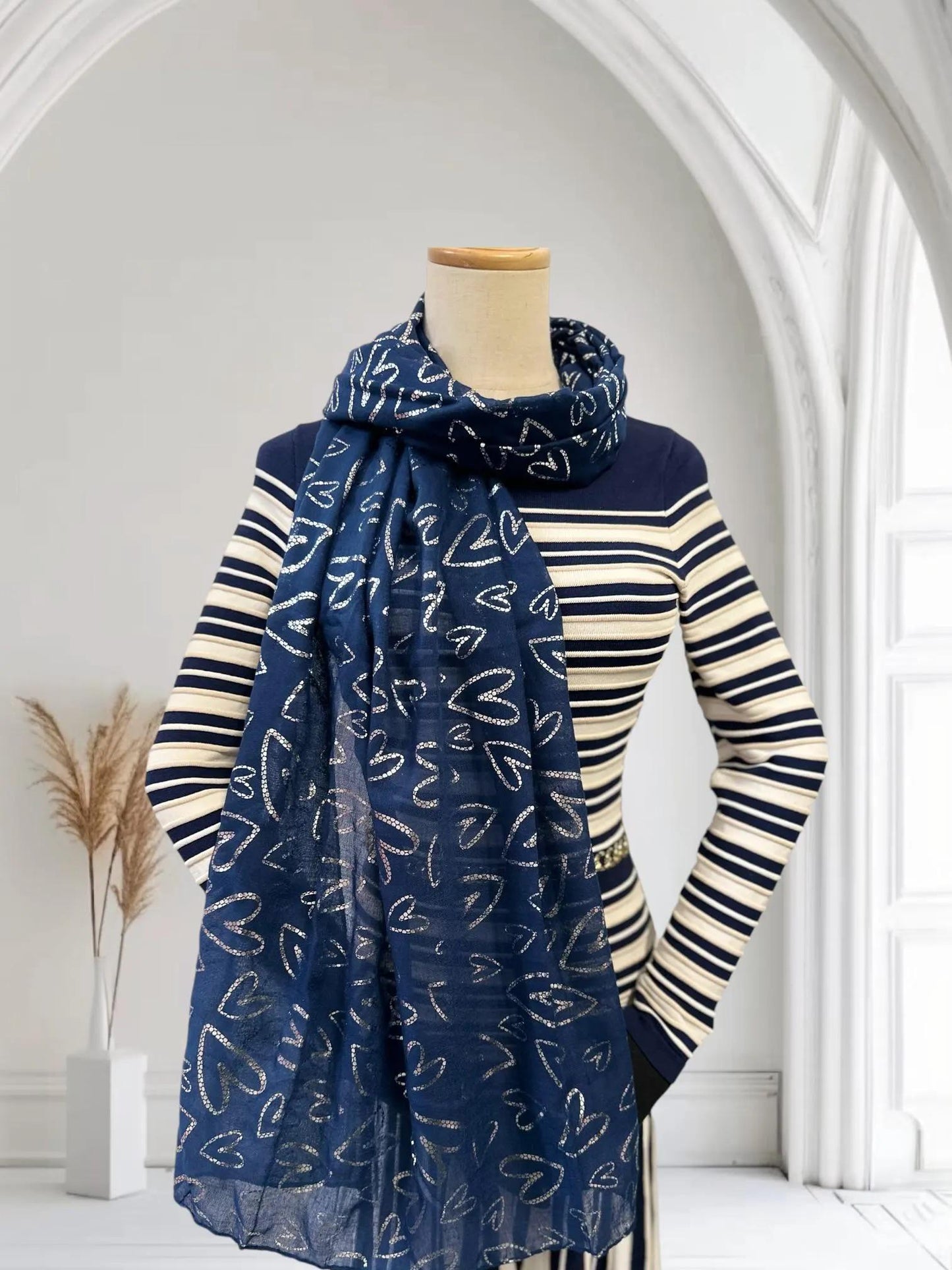 Glitter Foil Love Heart Print Scarves Scarf Comes with a gift bag