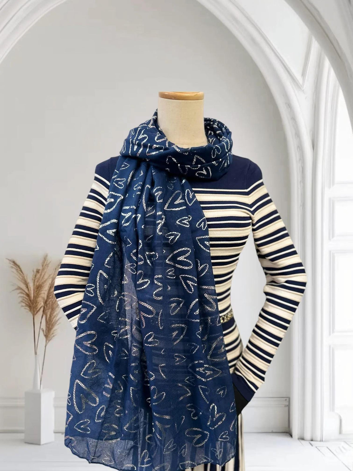 Glitter Foil Love Heart Print Scarves Scarf Comes with a gift bag