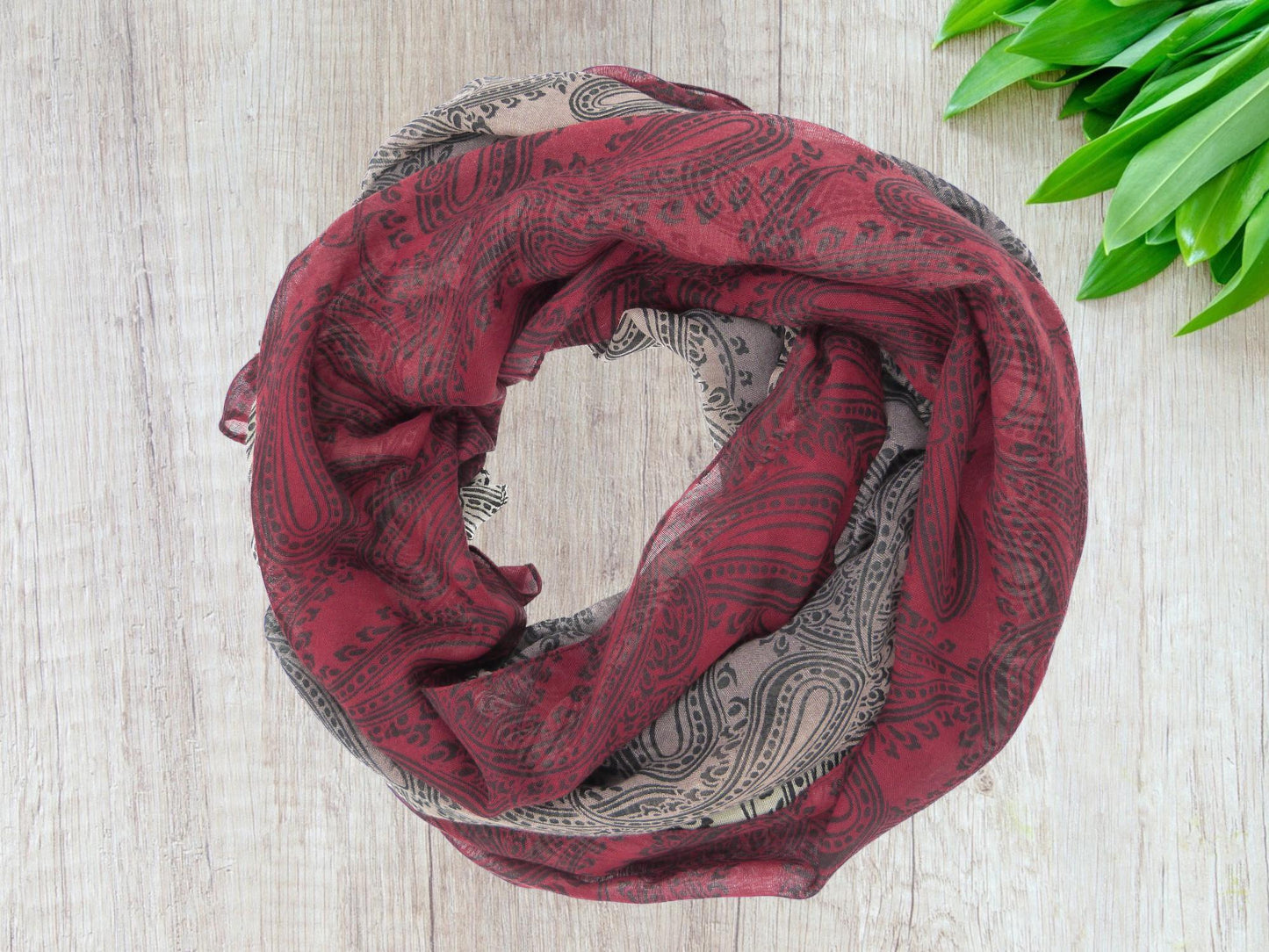 Lightweight Paisley Flower Print Snood Infinity Scarf Come With a Gift Bag