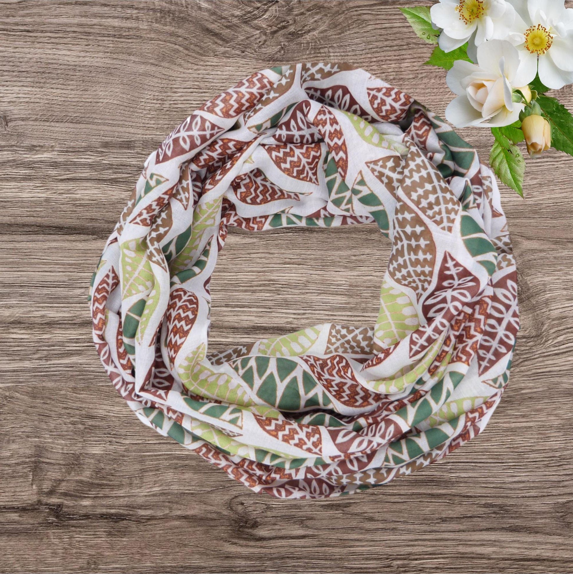 Lightweight Tree Leaf Leaves Print Snood Infinity Scarf Comes with a gift bag